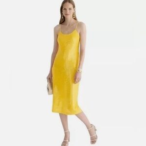 J. Crew Gwyneth Sequin Midi Slip Dress Yellow Size 6 NWT